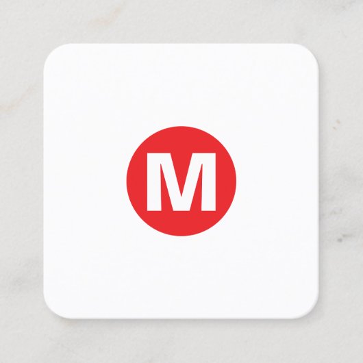 丸スポットモノグラム – 赤 スクエア名刺 (正面)