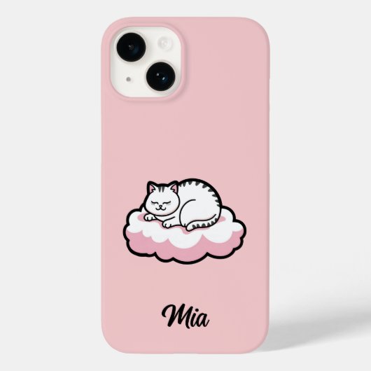 丸パーソナライズされた太の猫カーリングアップ – かわいい Case-Mate iPhoneケース (裏面)