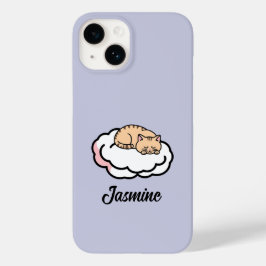丸パーソナライズされた太の猫カーリングアップ – かわいい Case-Mate iPhone 14ケース