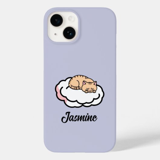 丸パーソナライズされた太の猫カーリングアップ – かわいい Case-Mate iPhoneケース (裏面)