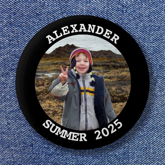 丸パーソナライズされた家族フォトブラック 缶バッジ