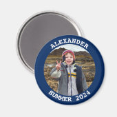 丸パーソナライズされた家族写真海軍 マグネット (正面/裏面)