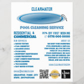 丸プールデザイン、スイミングプール清掃サービス チラシ (正面)