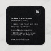 丸モダンいエッジの黒男らしに白いロゴ スクエア名刺 (裏面)