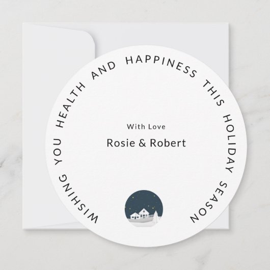 丸モダンい |ホワイトウィンタービレッジ |クリスマス シーズンカード (裏面)