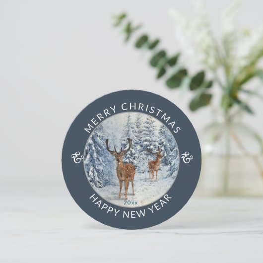 丸モダンい |冬の森(鹿あり) |クリスマス シーズンカード (スタンド正面)
