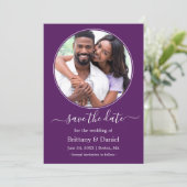 丸モダンエレガント写真フレーム(紫) セーブザデート (スタンド正面)