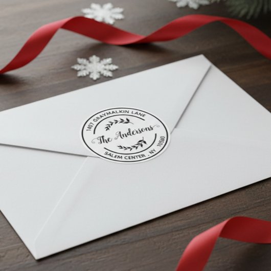 丸モダン差出人住所手書きエレガント ラウンドシール