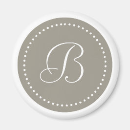 丸モノグラムのアルミニウム/ホワイトドット縁ど マグネット
