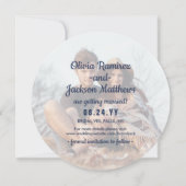 丸ユニークい写真ブラッシュブルーと金ゴールド結婚 セーブザデート (裏面)