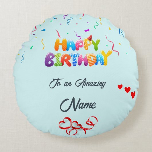 丸ユニーク枕誕生日 ラウンドクッション (正面)