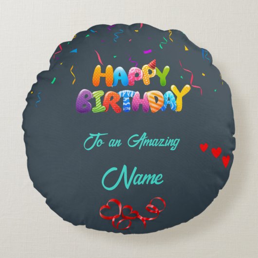 丸ユニーク枕誕生日 ラウンドクッション (正面)
