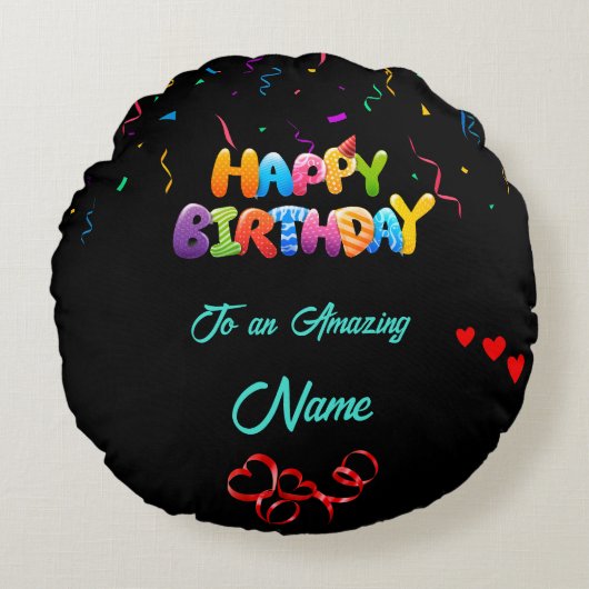 丸ユニーク枕誕生日 ラウンドクッション (正面)