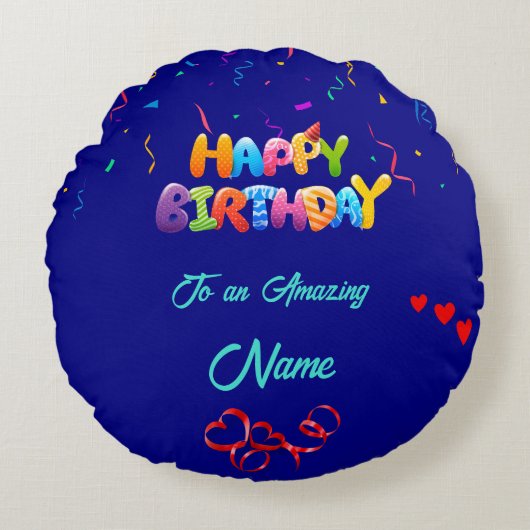 丸ユニーク枕誕生日 ラウンドクッション (正面)