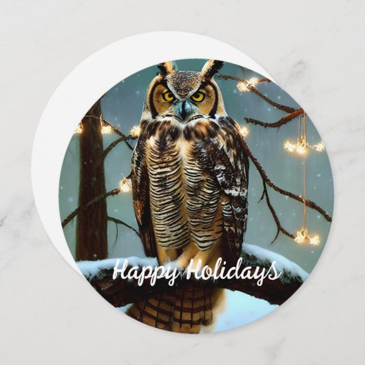 丸ユニーク角素晴らしフクロウホリデーカード シーズンカード (正面/裏面)