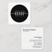 丸付きバッテリシンボル – 白黒 スクエア名刺 (正面/裏面)