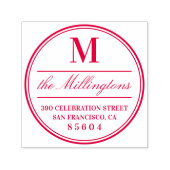 丸付きモノグラムファミリ名スクリプト差出人住所 セルフインキングスタンプ (デザイン)