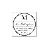 丸付きモノグラムファミリ名スクリプト差出人住所 ラバースタンプ (インプリント)