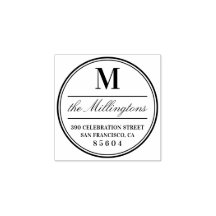 丸付きモノグラムファミリ名スクリプト差出人住所