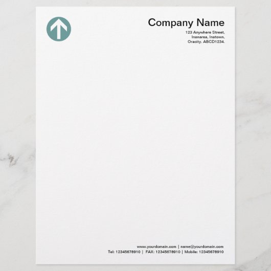 丸付き矢印 – 海緑 レターヘッド (正面)