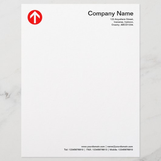 丸付き矢印 – 赤 レターヘッド (正面)