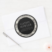 丸住所の黒と銀のラベル ラウンドシール (封筒)