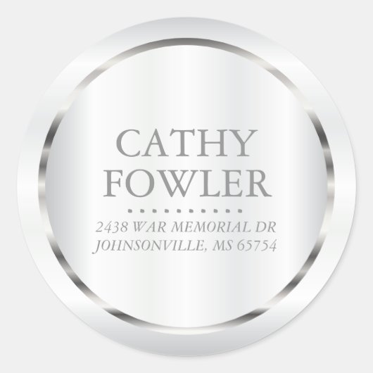 丸住所シルバーラベルとホワイトラベル ラウンドシール (正面)