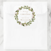 丸冬の果実の緑の葉のクリスマス スクエアシール (バッグ)