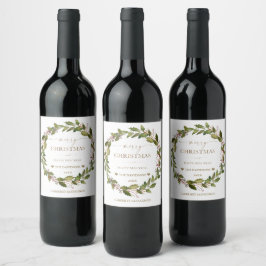 丸冬の果実の緑の葉のクリスマス ワインラベル