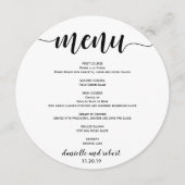 丸型の結婚式ディナーメニューカード（プレート用） メニュー (正面)