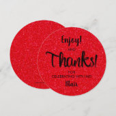 丸型の誕生日ディナープレート サンクス 招待状 (正面/裏面)