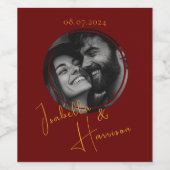 丸型カスタムフォトレッドと金ゴールド ワインラベル (シングルラベル)