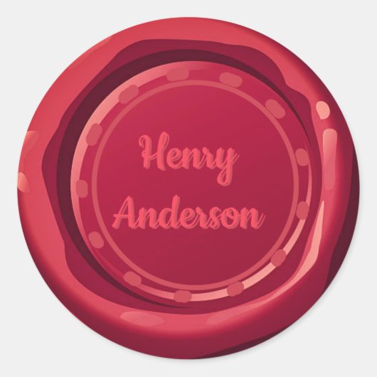 丸型シール - オーダーメイド 赤いワックス封筒シール ラウンドシール (正面)