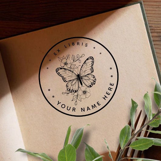 丸型フローラ蝶exライブラススタンプ ラバースタンプ