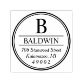 丸型モノグラムイニシャル差出人住所 セルフインキングスタンプ (デザイン)