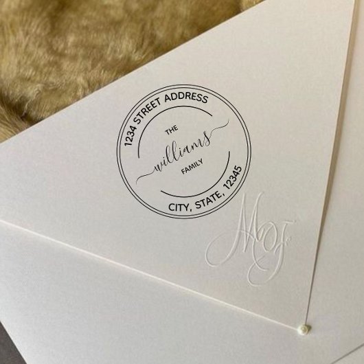 丸型ロゴ | 家族名 返送先住所 ラバースタンプ