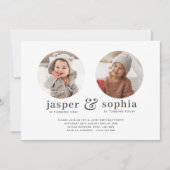 丸型写真 合同誕生日招待状 招待状 (正面)