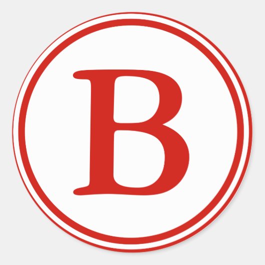 丸型封筒用シールとモノグラム – 赤と白 ラウンドシール (正面)