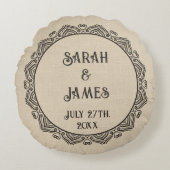 丸型素朴農家結婚の枕と名前 ラウンドクッション (正面)