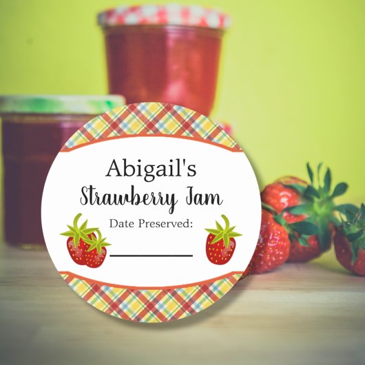 丸型缶詰ラベル いちごフルーツ ラウンドシール
