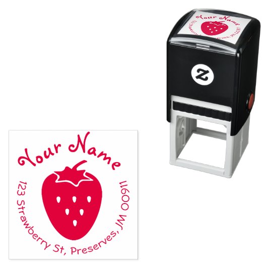 丸型自墨付きストロベリーアドレススタンプカスタム セルフインキングスタンプ (インサイチュ)