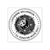 丸型 ヴィンテージ ミスティック サン この本は〇〇のものです ラバースタンプ (インプリント)