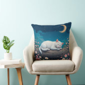 丸太で安らかに眠る白猫 クッション (椅子)