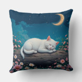 丸太で安らかに眠る白猫 クッション (裏面)