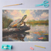 丸太にかわいいカメEverglades Decompage 薄葉紙 (クラフト)