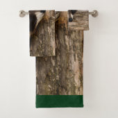 丸太にかわいいタヌキ バスタオルセット (インサイチュ)