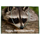 丸太にかわいいタヌキ ラージペーパーバッグ (裏面)