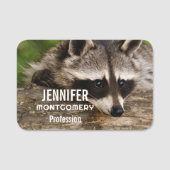 丸太にかわいいタヌキ 名札 (正面)