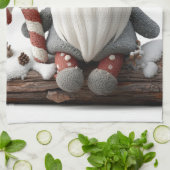 丸太にキャンディーを載せたキュートなクリスマス格言 キッチンタオル (折り畳み)