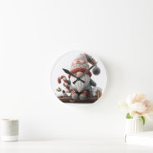 丸太にキャンディーを載せたキュートなクリスマス格言 ラウンド壁時計 (ホーム)